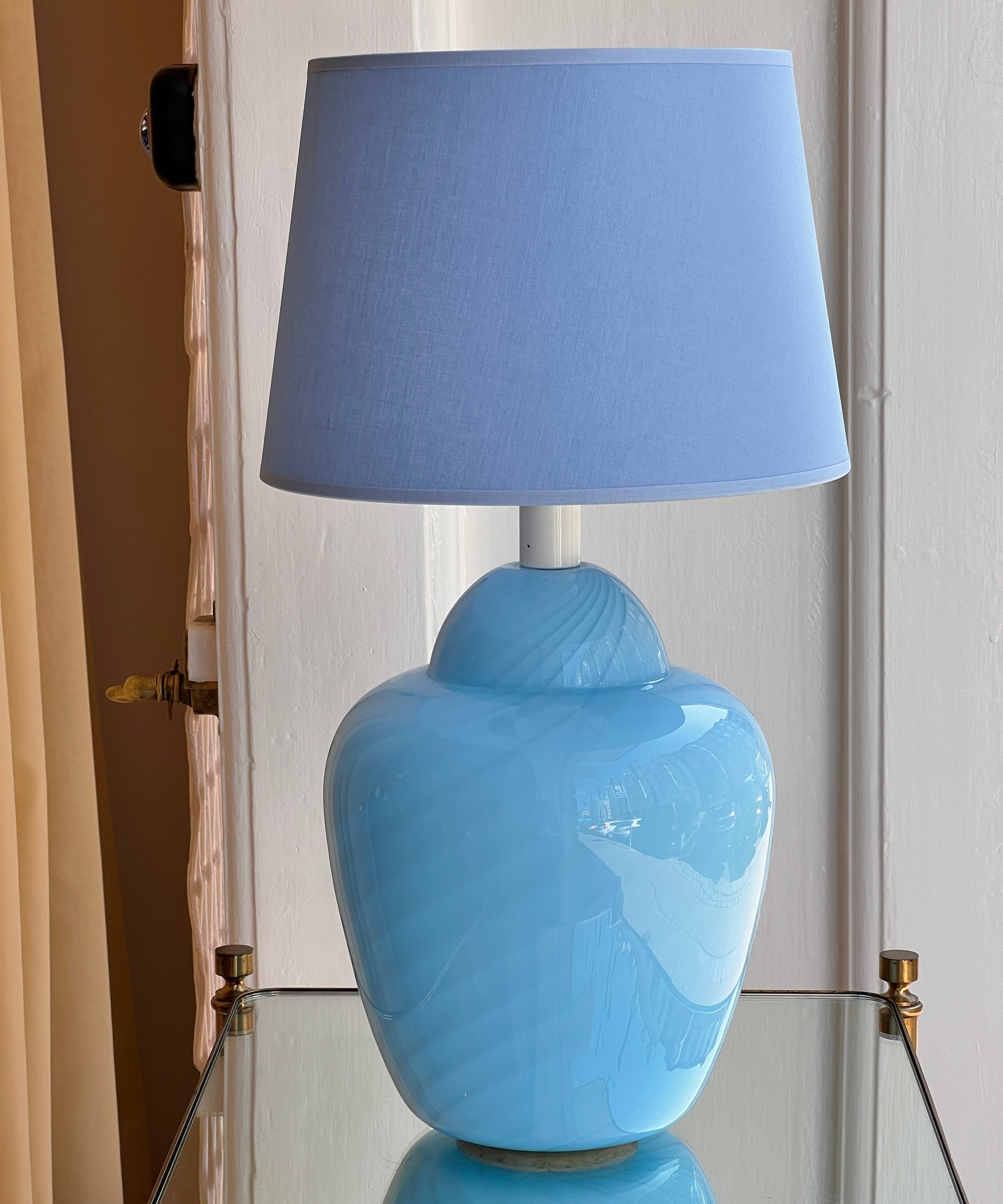 Vintage light blue swirl Murano table lamp (Medium) (with shade)