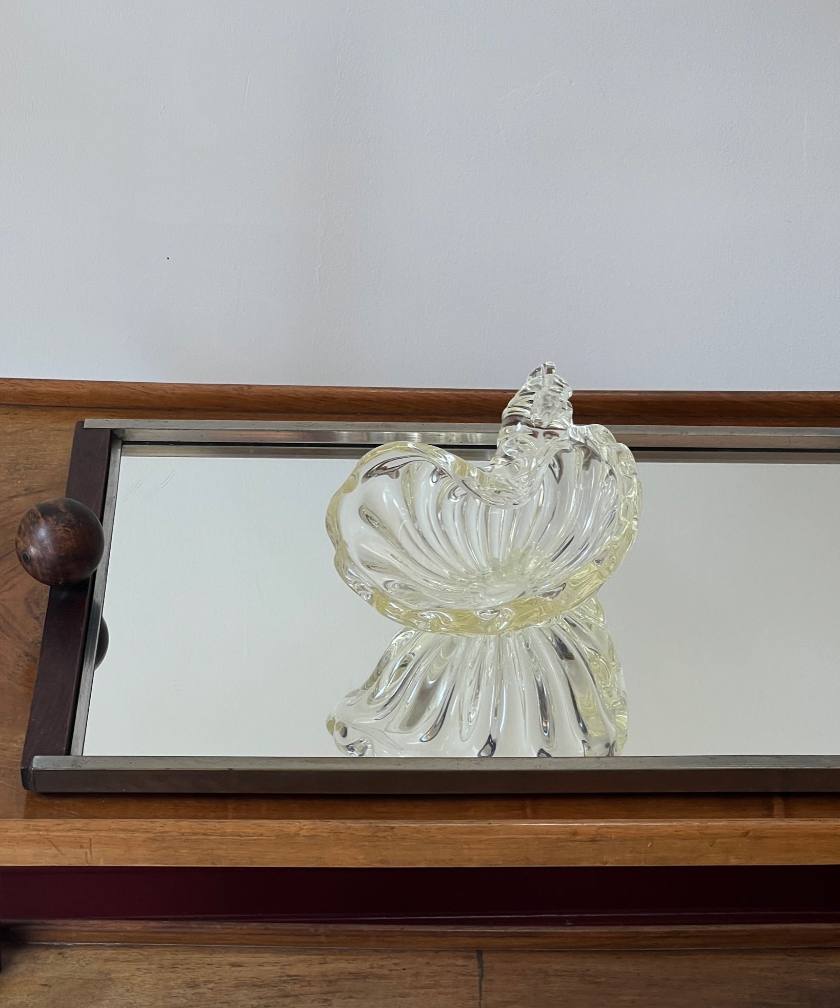 Vintage clear Murano shell bowl