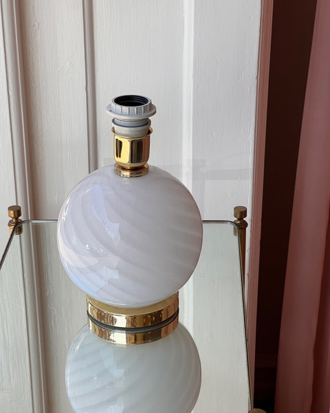 Vintage white swirl Murano table lamp (with shade)