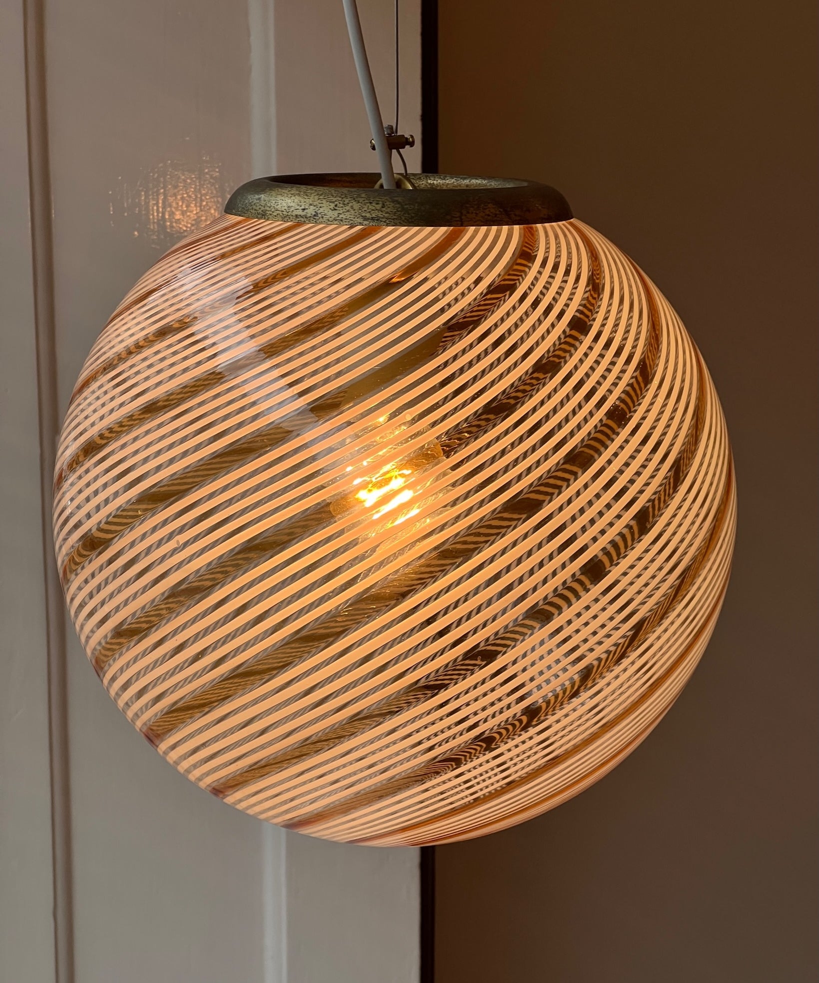 Vintage golden clear Murano ceiling lamp (D30)