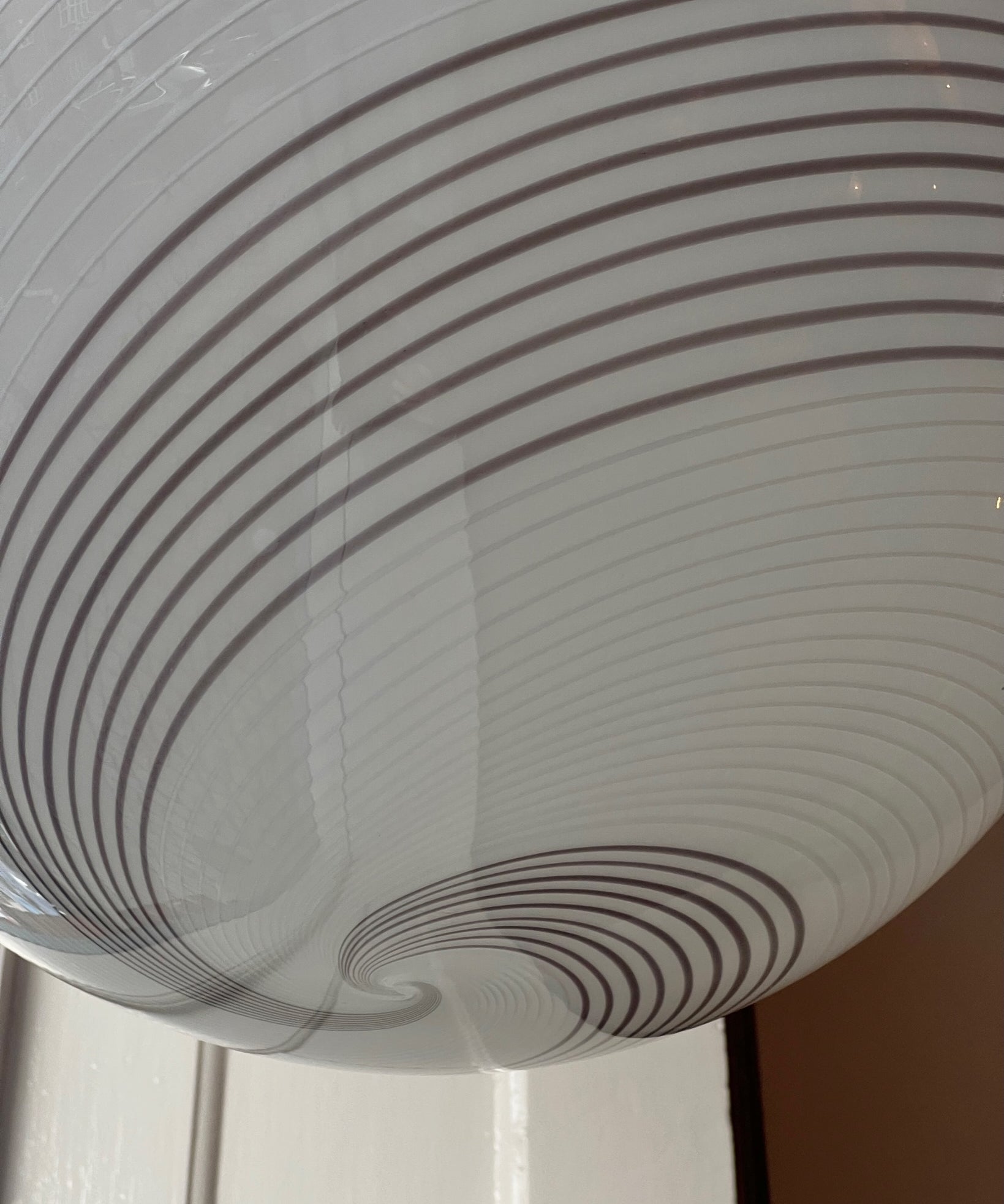 Vintage white / brown swirl Murano ceiling lamp (D38)