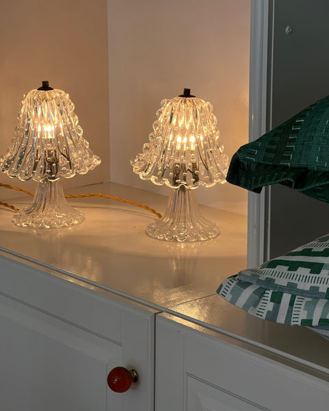 Vintage clear Murano table lamps (Sold as a pair)