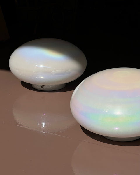 Vintage iridescent/white Murano ceiling/wall lamp (D26) (2 available)