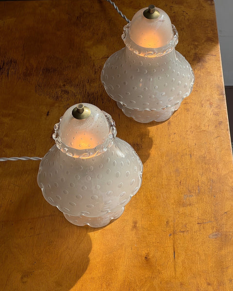 Vintage clear/frosted Murano table lamps (Sold as a pair)