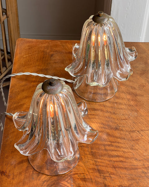 Vintage clear Murano table lamps (Sold as a pair)