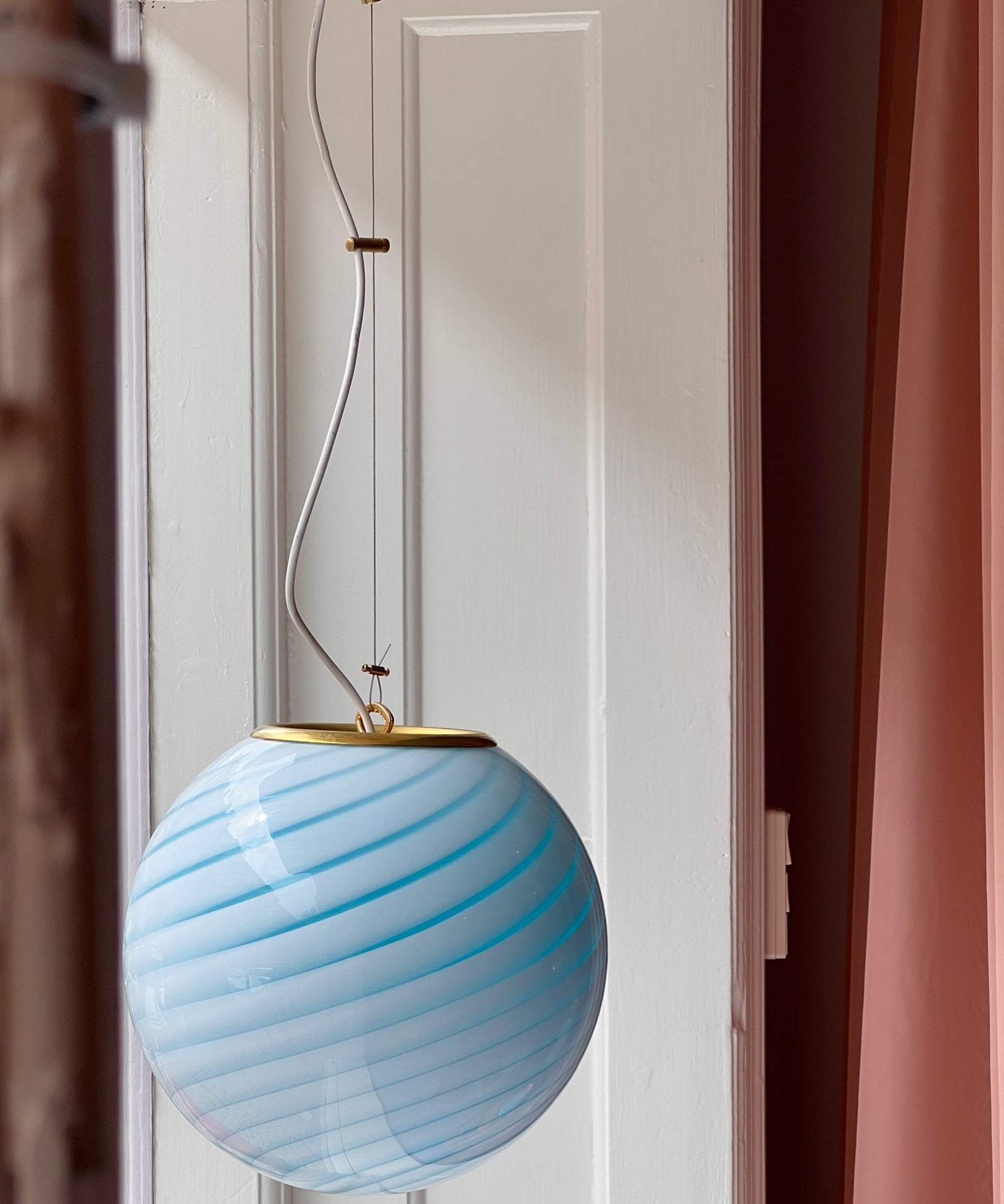 Candy ceiling lamp - Aqua blue swirl (D30) (Available upon request)