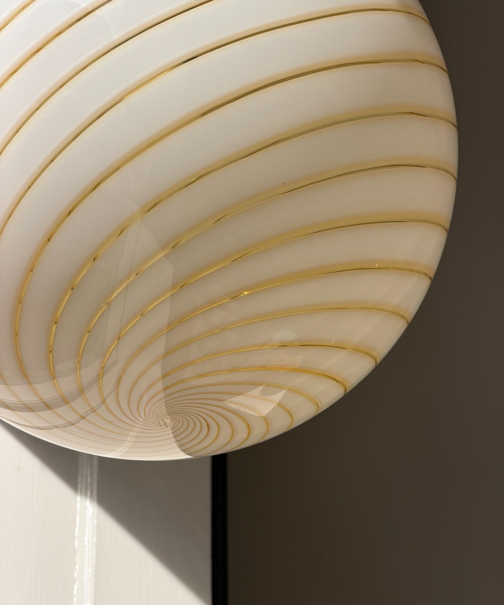 Vintage golden/clear/white swirl Murano ceiling lamp (D35)