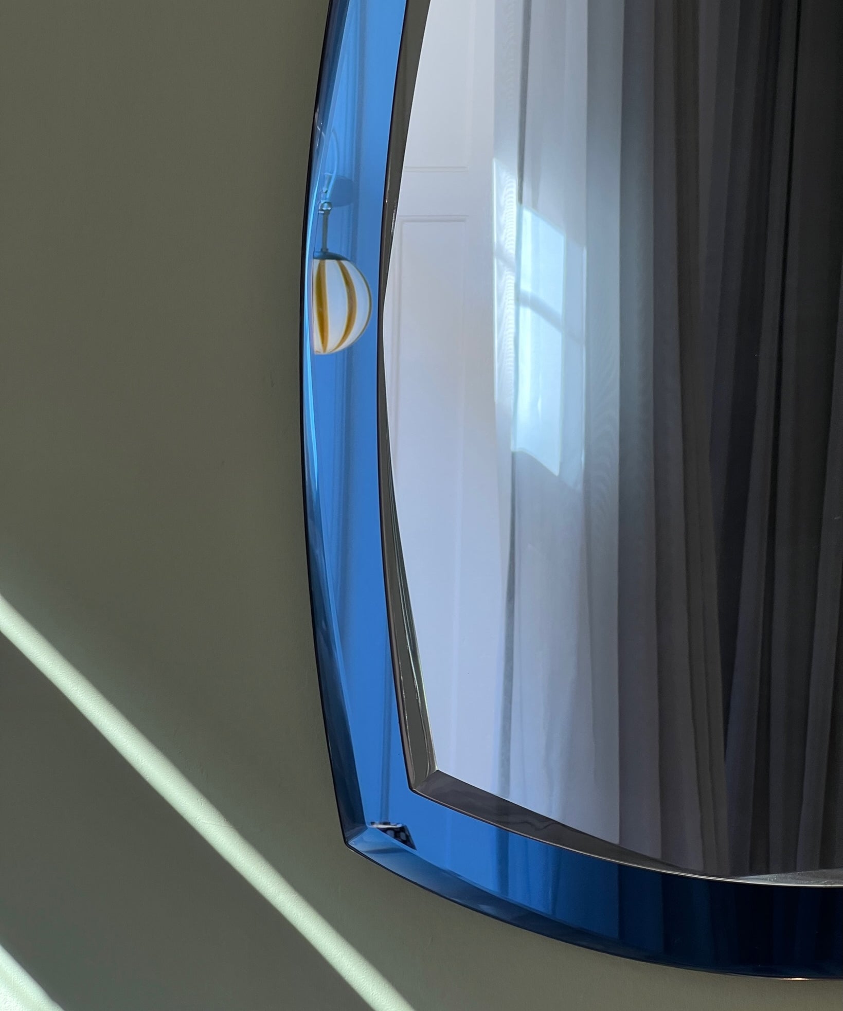 Vintage Italian mirror with blue mirror frame