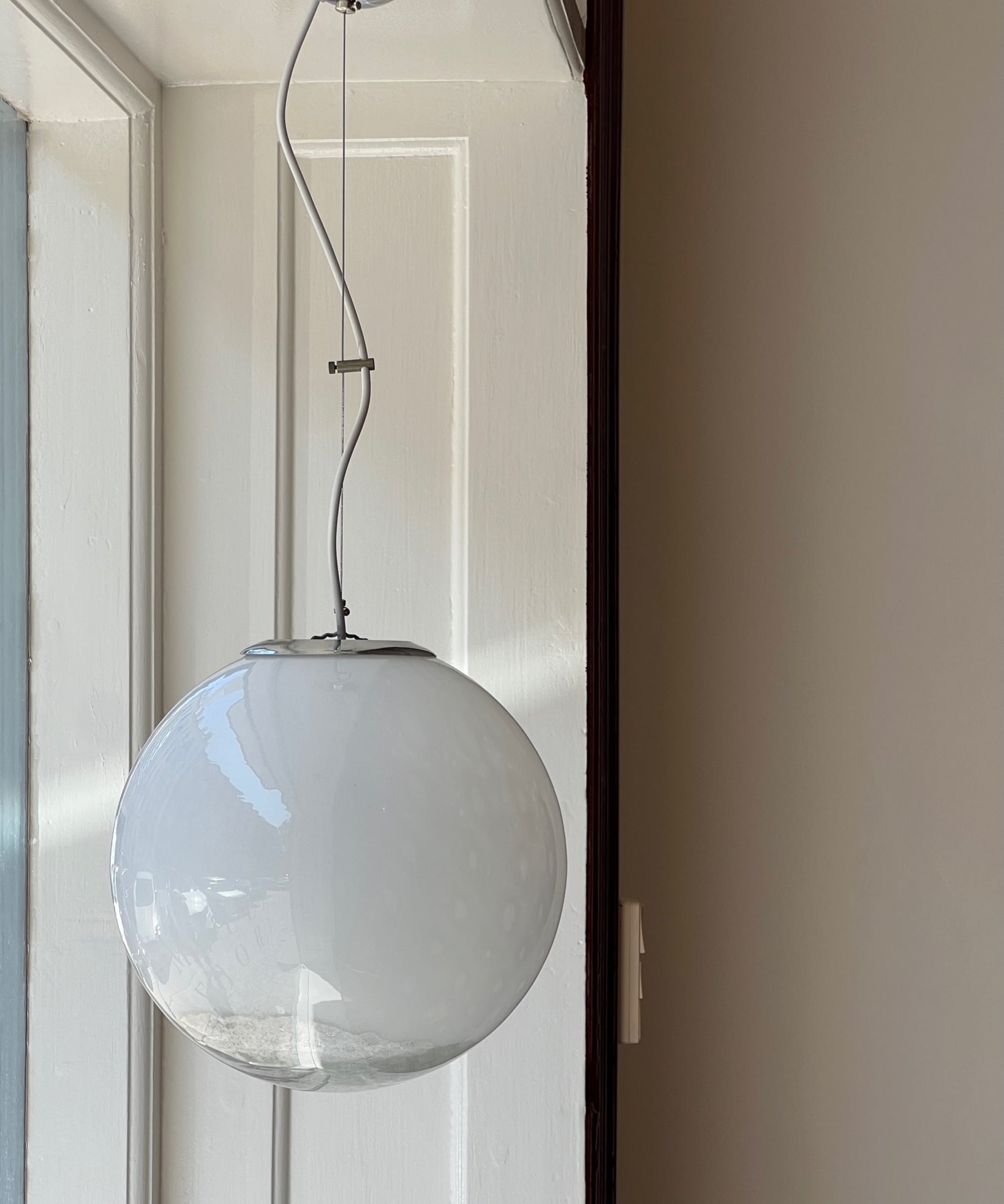 Vintage white clear Murano ceiling lamp (D30)