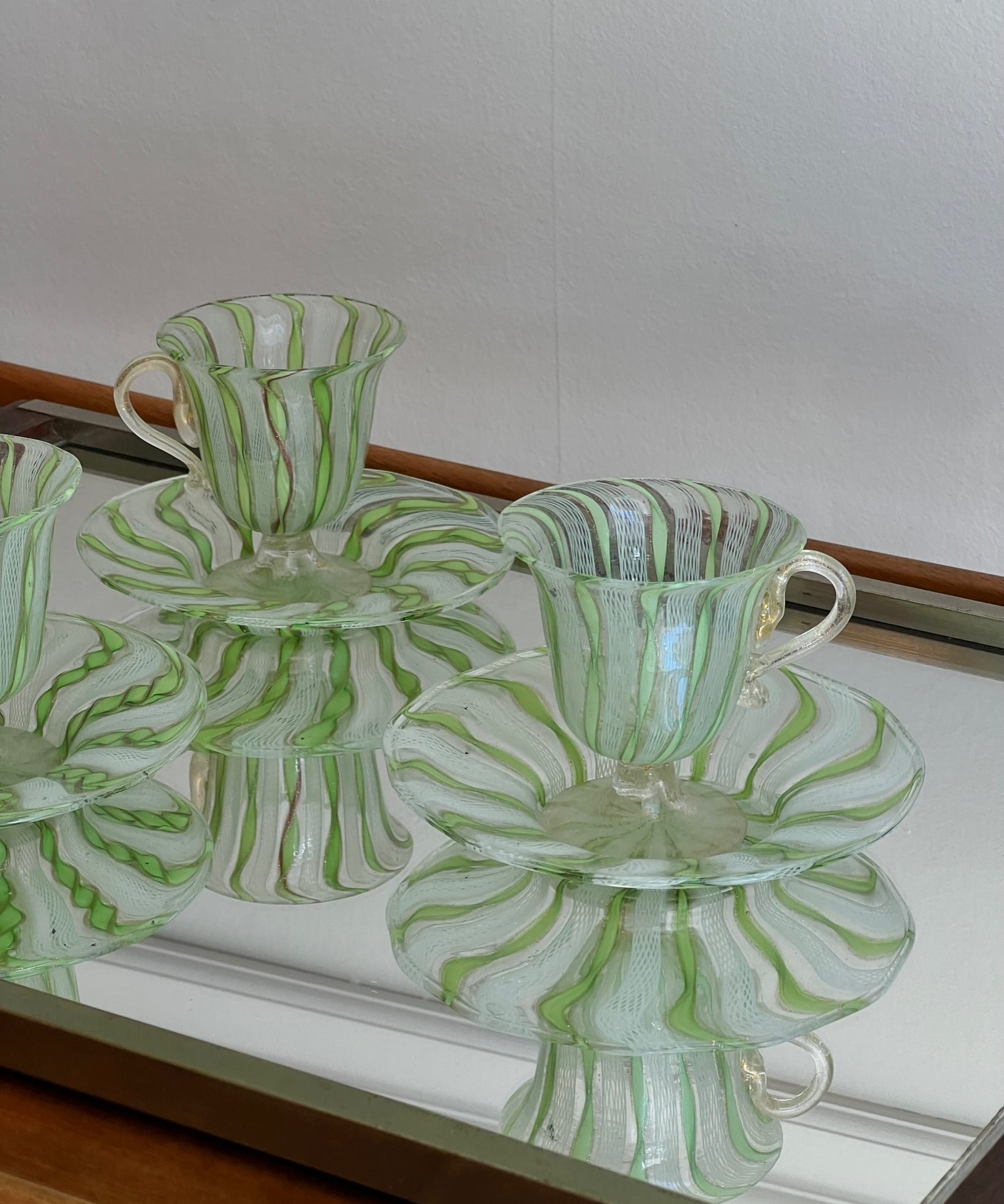 Vintage Murano coffee/tea cup and saucer set (Set of three)