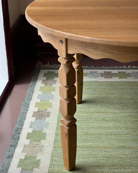 Vintage green flat weave rug by Ingegerd Silow (IS)
