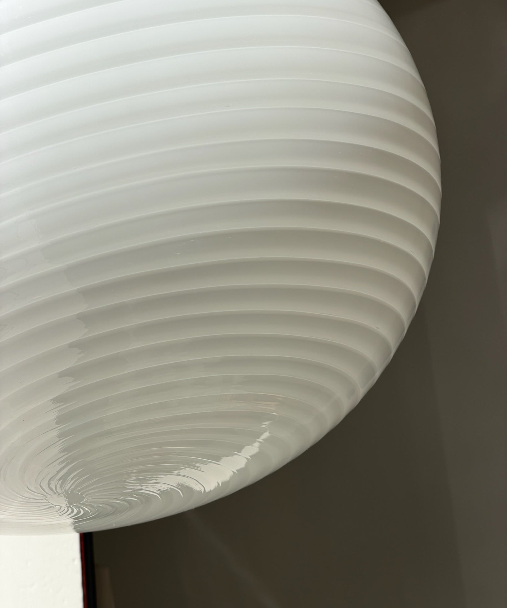 Vintage Murano oval white swirl ceiling lamp (D45)