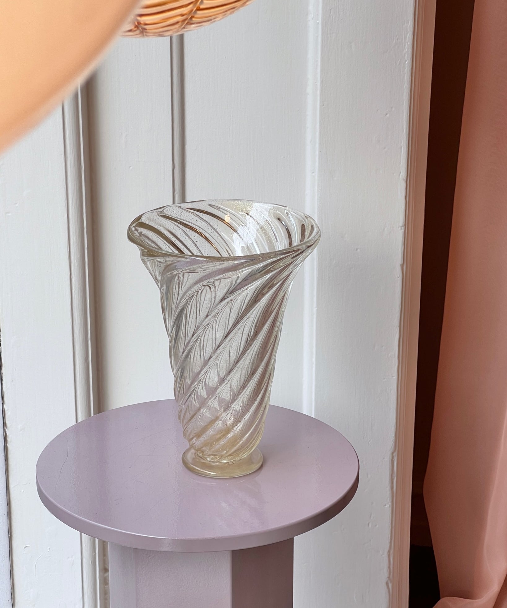 Vintage golden / clear swirl Murano vase