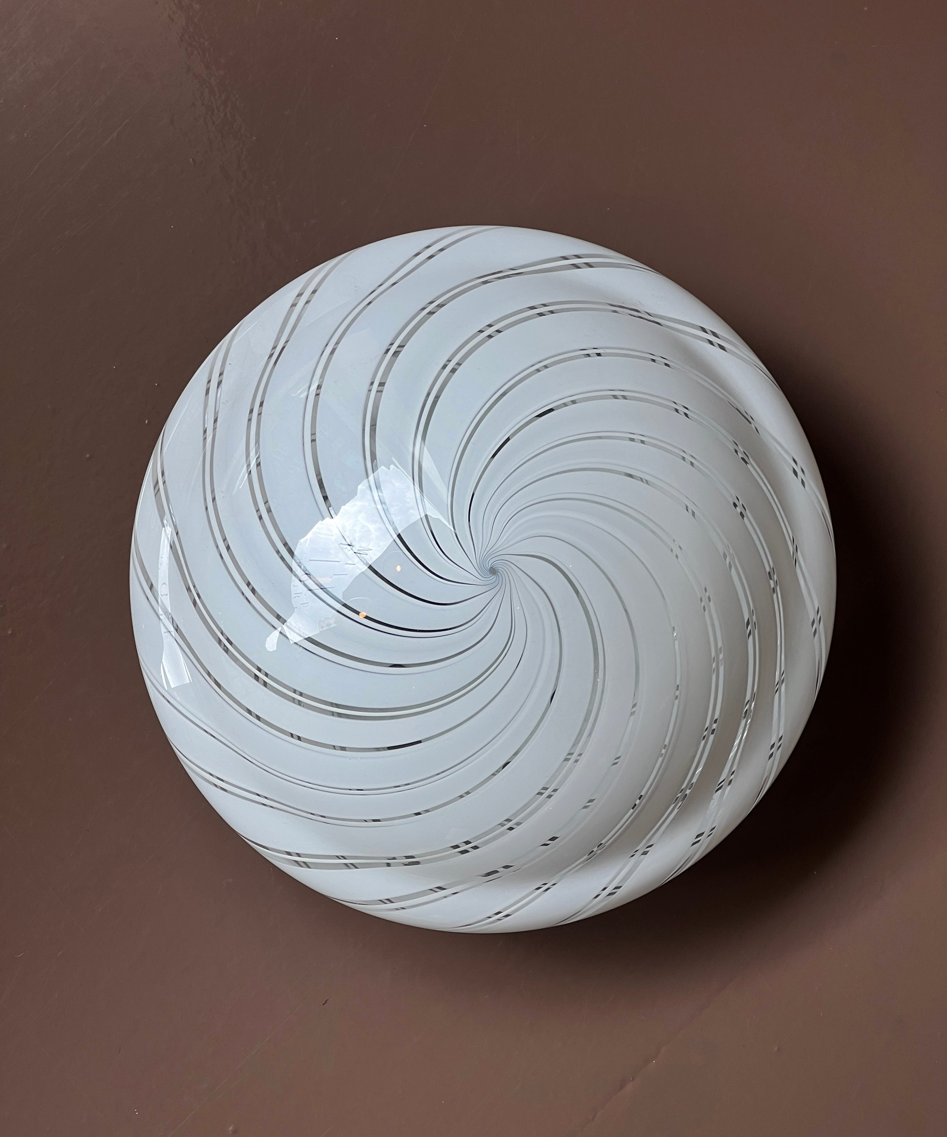 Vintage Murano white/clear swirl ceiling/wall lamp (D25)