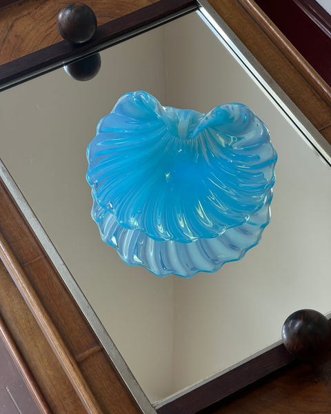 Vintage blue Murano shell bowl