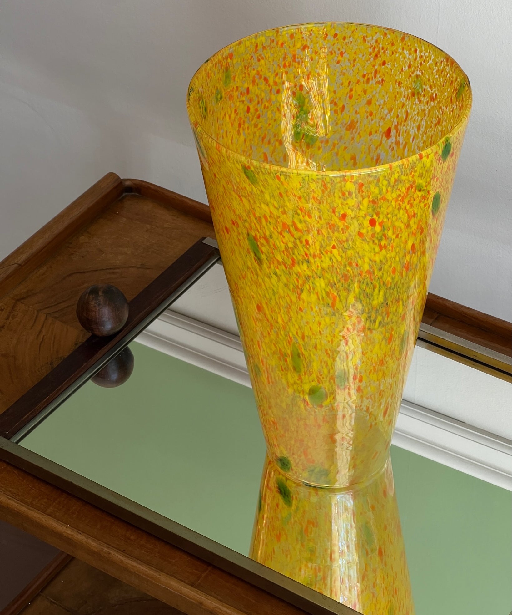 Vintage yellow/orange/green Murano vase