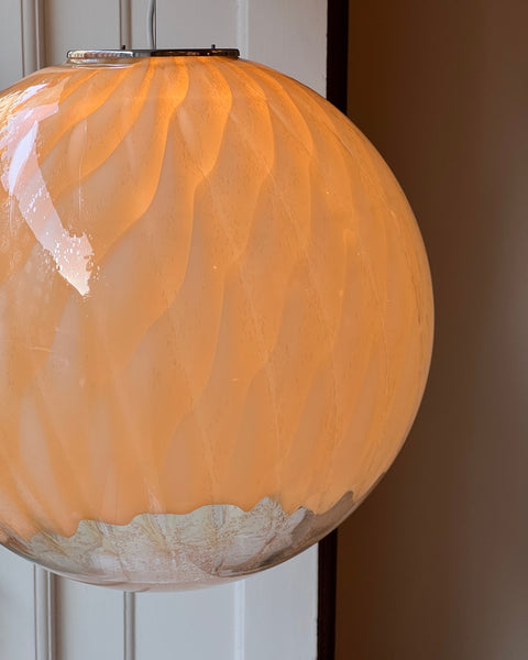 Large vintage golden clear Murano ceiling lamp (D50)