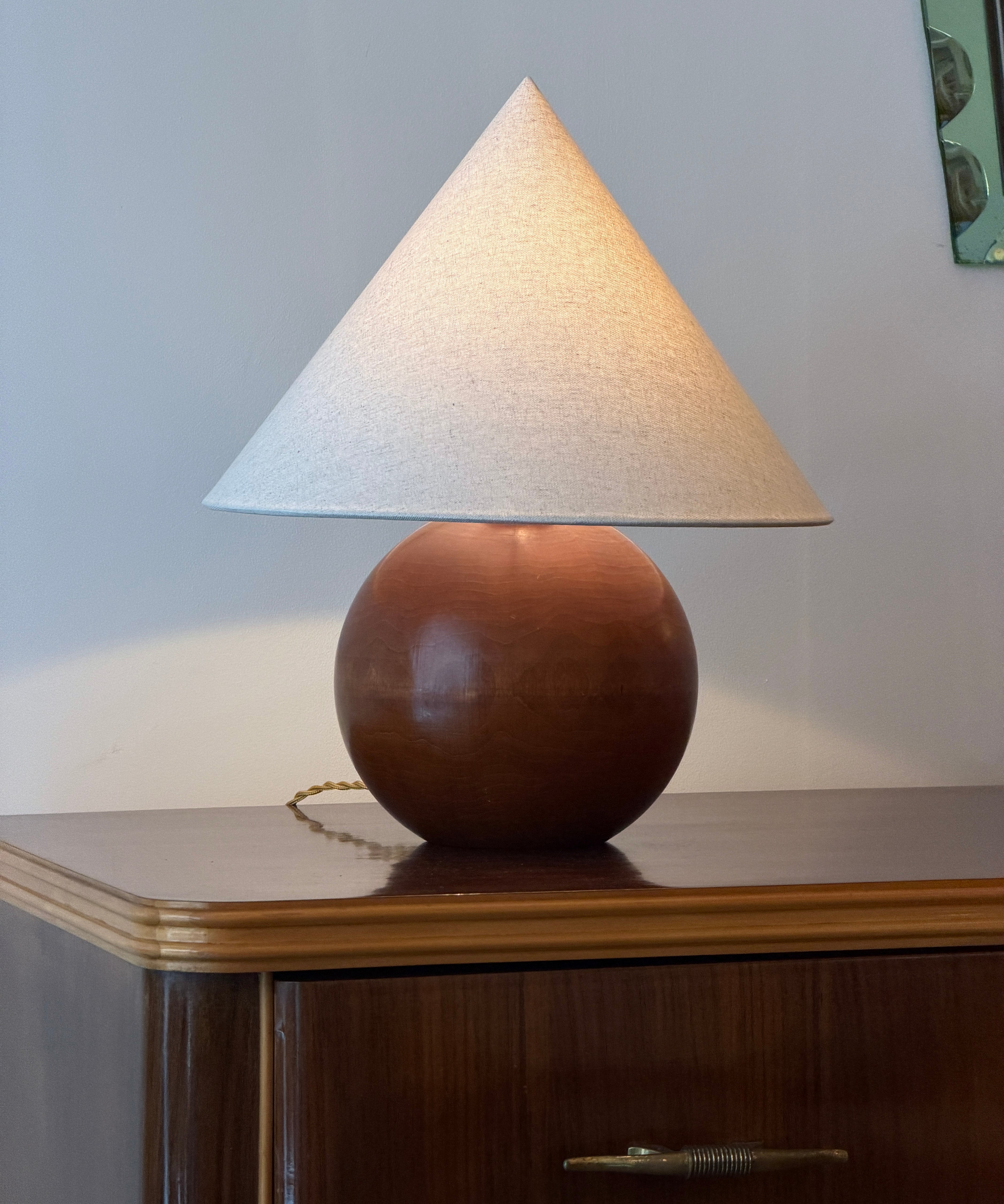 Large vintage wooden table lamp