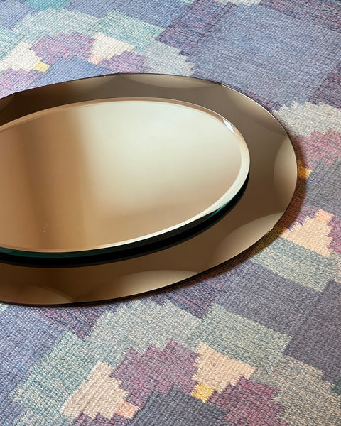 Vintage Italian mirror with brown faceted mirror frame