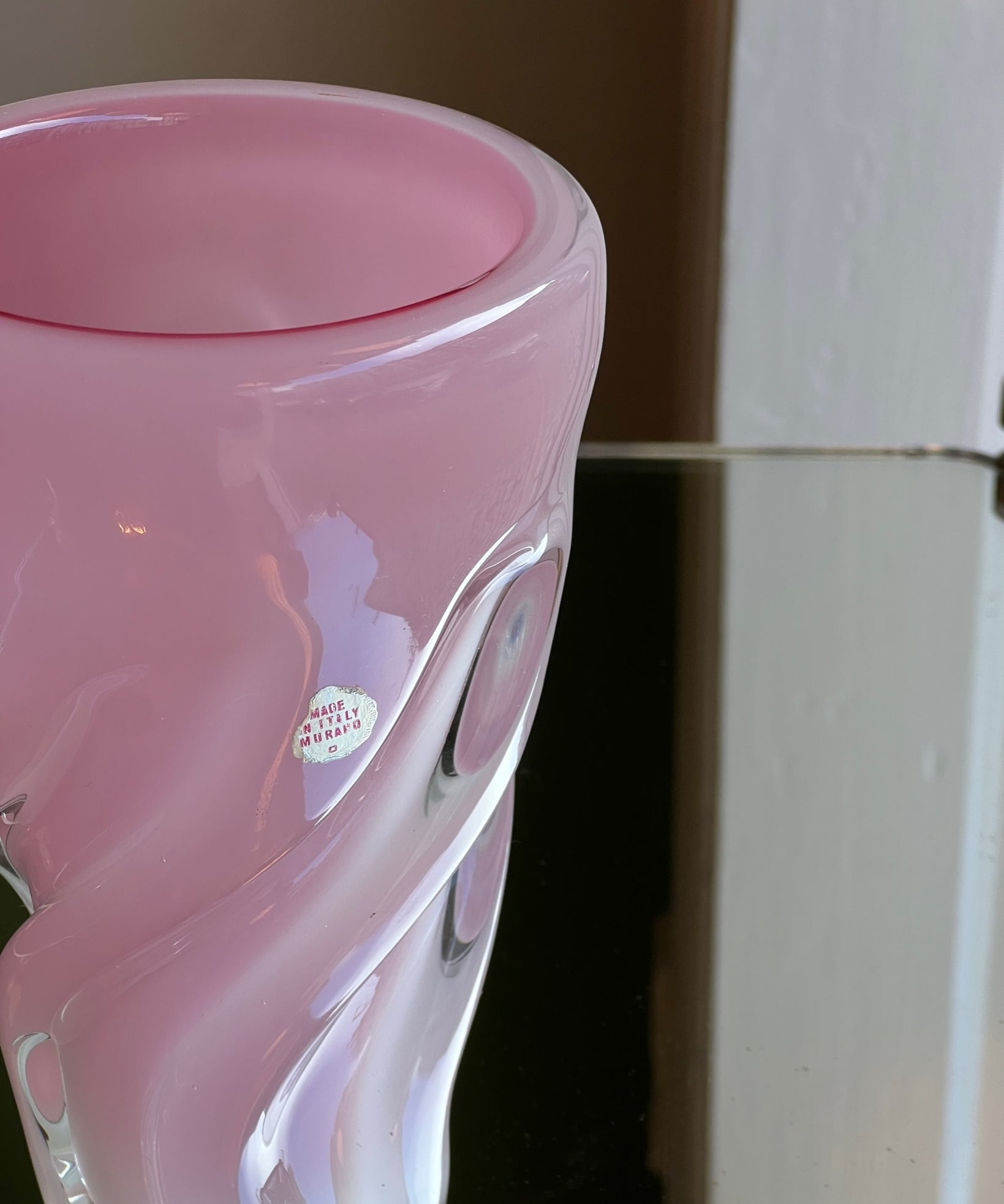 Vintage pink Murano vase