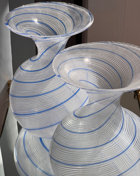 Vintage blue/white swirl Murano vase