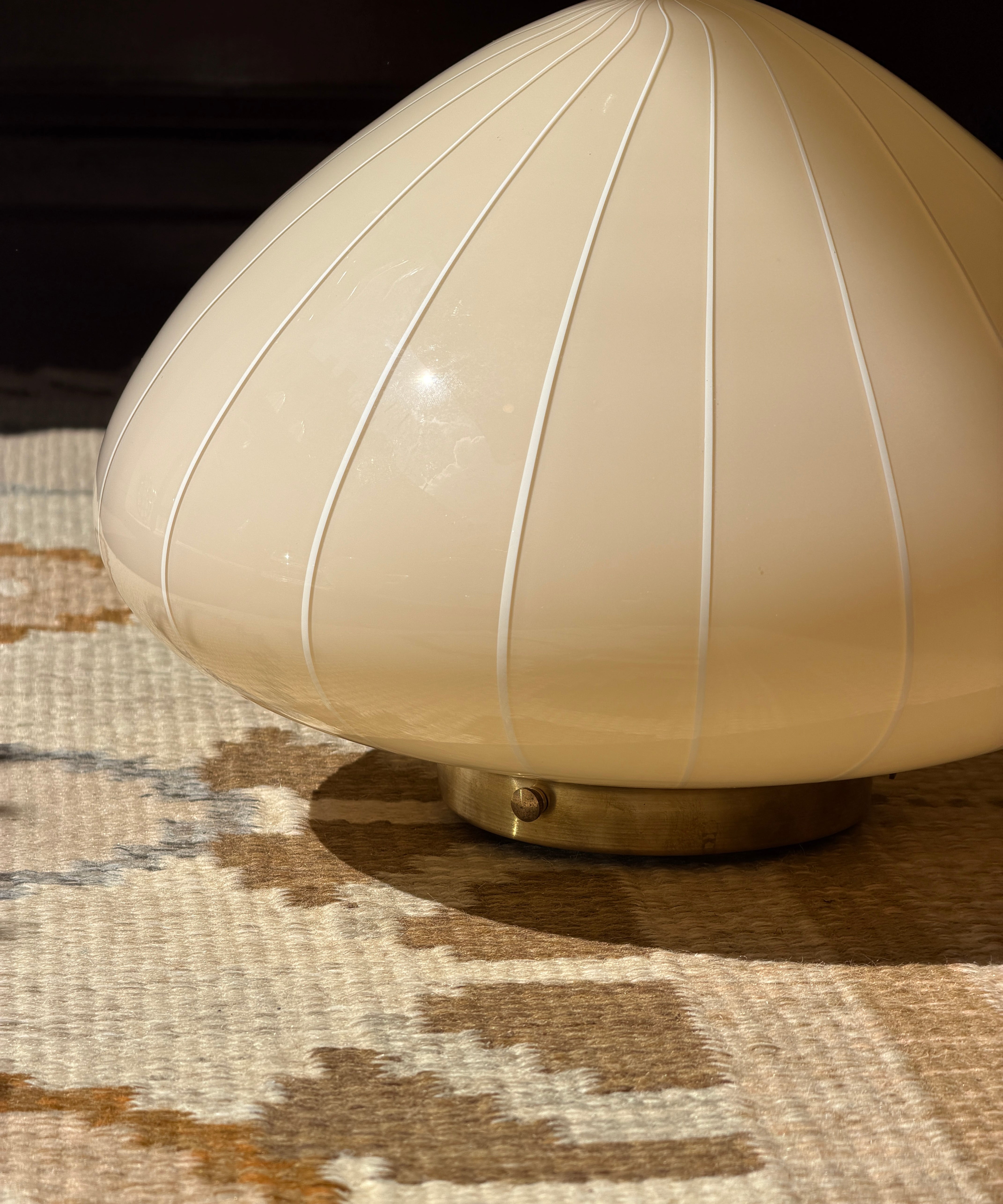 Vintage Murano cream with white vertical stripes ceiling/wall lamp (D34)