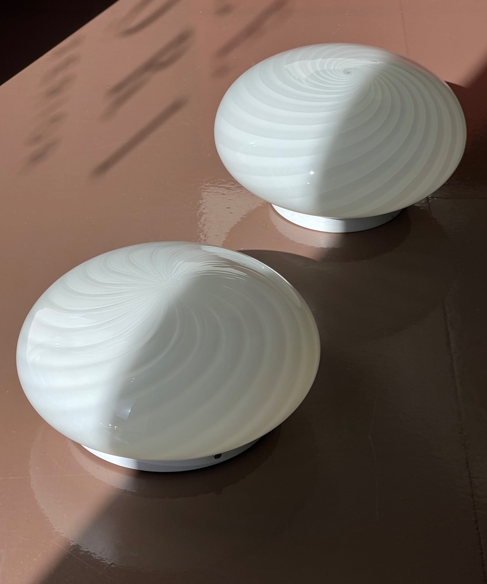 Vintage Murano white swirl ceiling/wall lamp (D24)