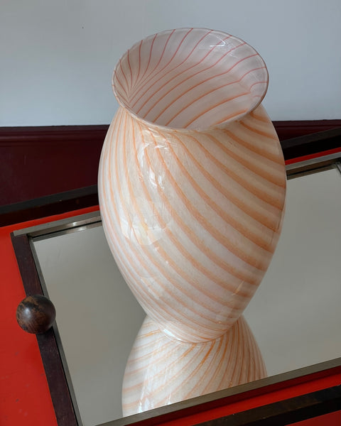 Vintage orange/white swirl Murano vase