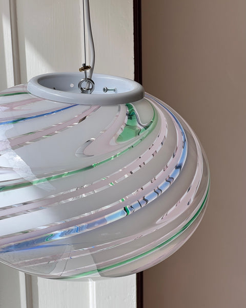 Vintage oval Murano multi-coloured/transparent ceiling lamp (D38)