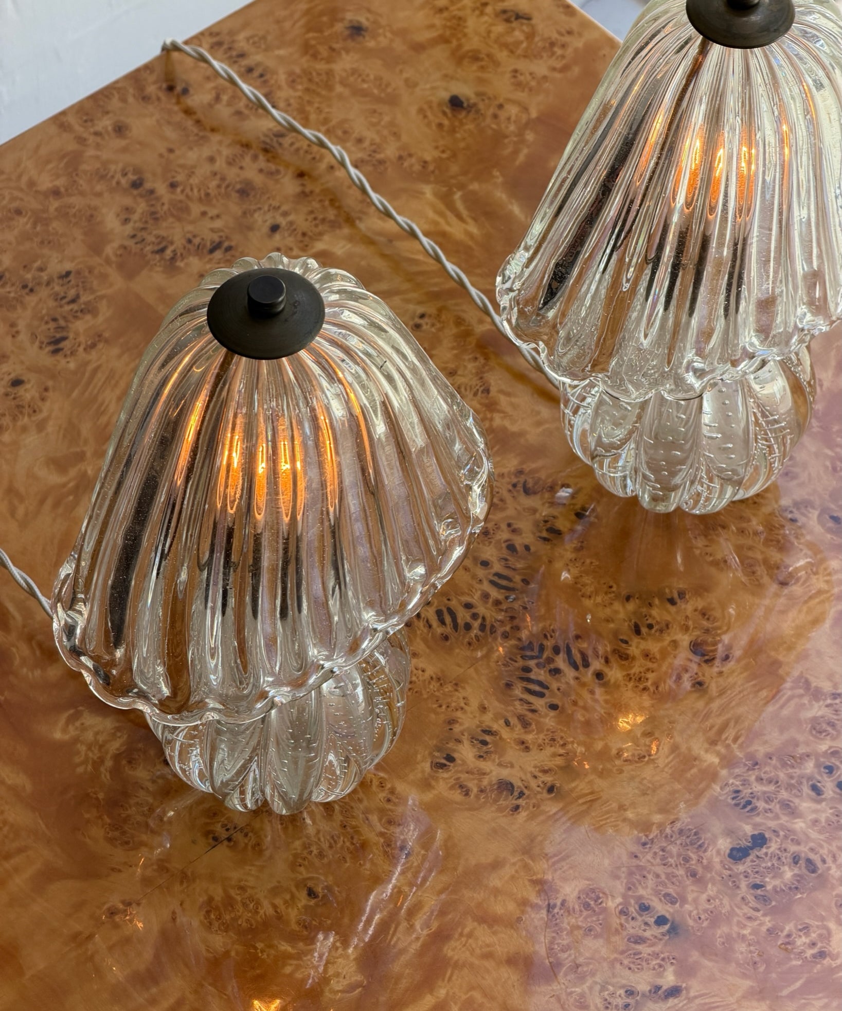 Vintage clear Murano table lamps (A pair available)