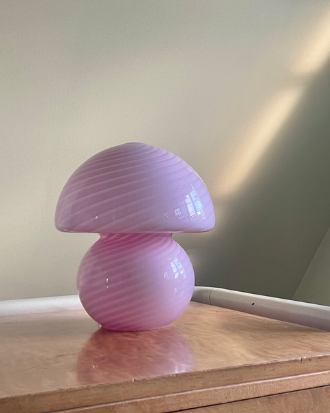 Vintage bubblegum pink Murano mushroom table lamp