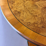 Vintage round lacquered burl wood dining table