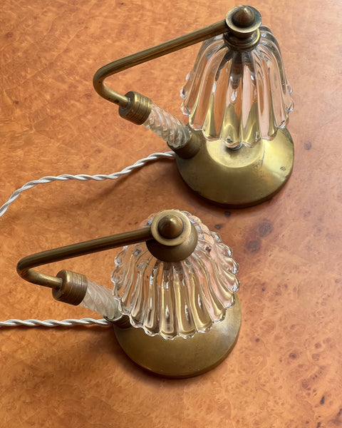 Vintage clear Murano table lamps (2 available)