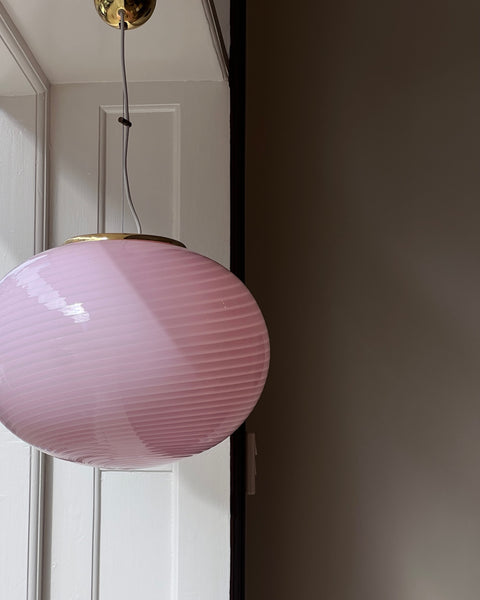 Vintage oval pink swirl Murano ceiling lamp (D46)