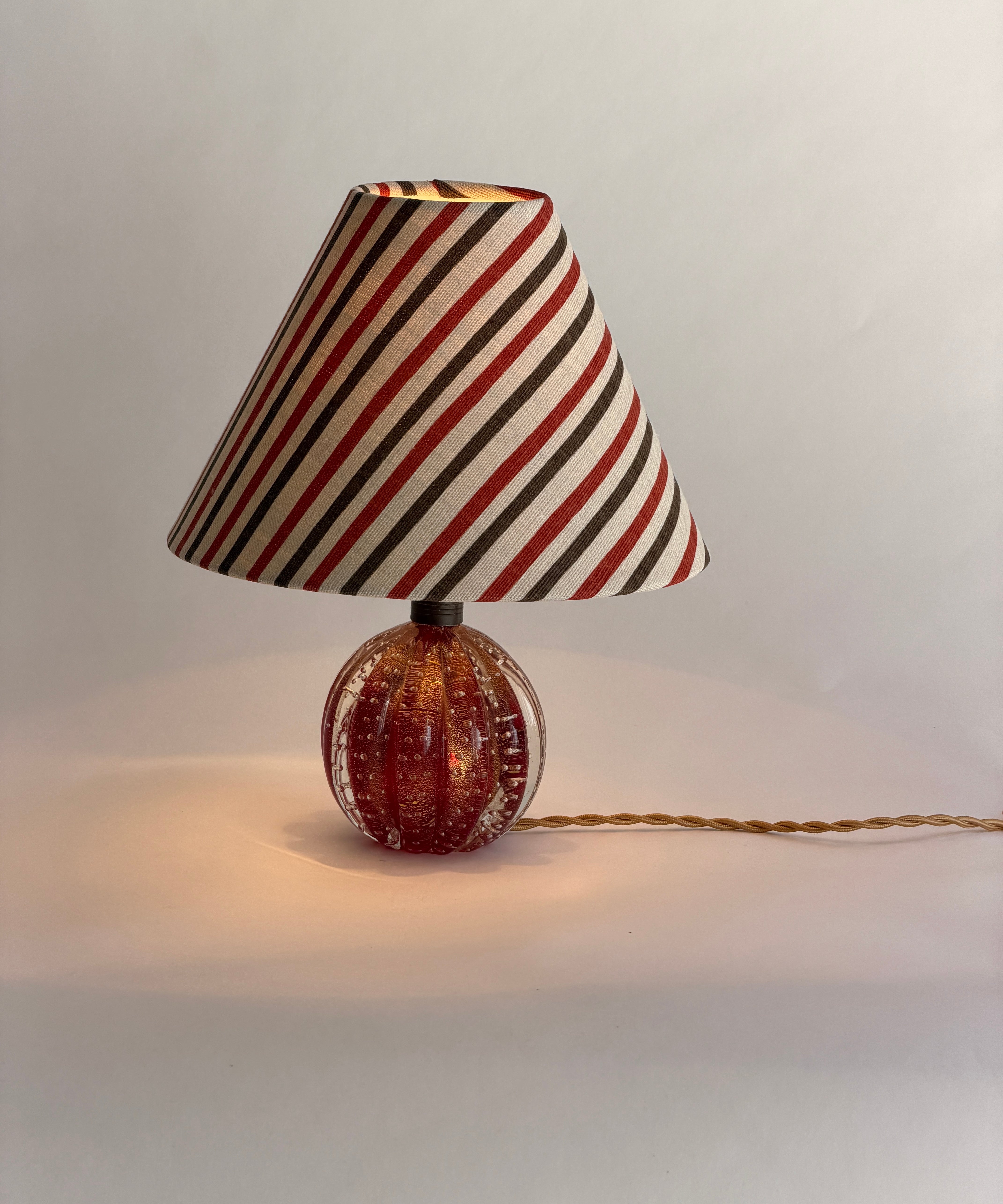 Vintage red/golden Murano table lamp (incl. lampshade)