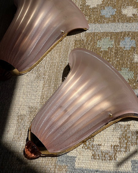 Vintage pink / shimmer Murano wall lamp (2 available)