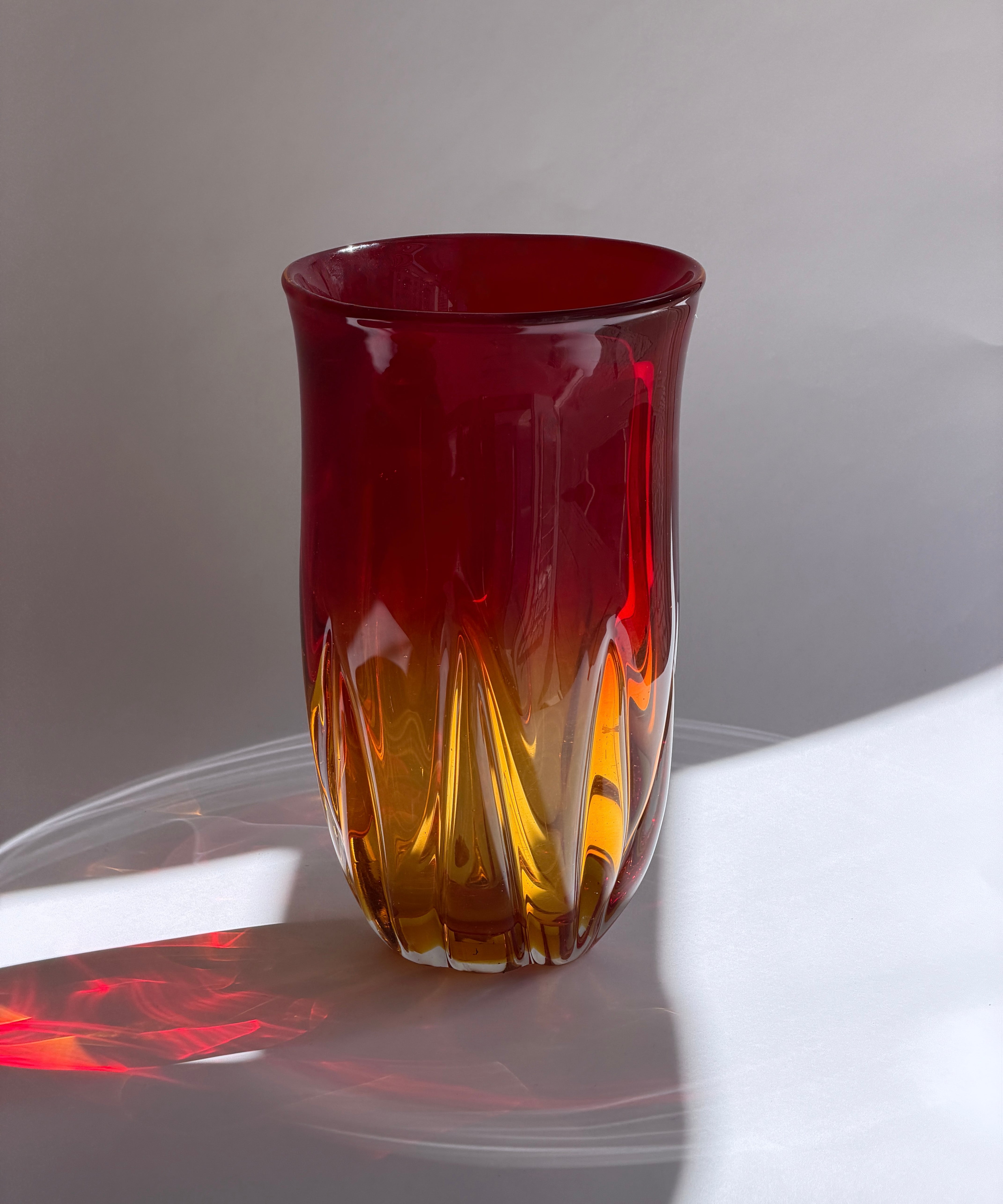Vintage red / yellow Murano vase