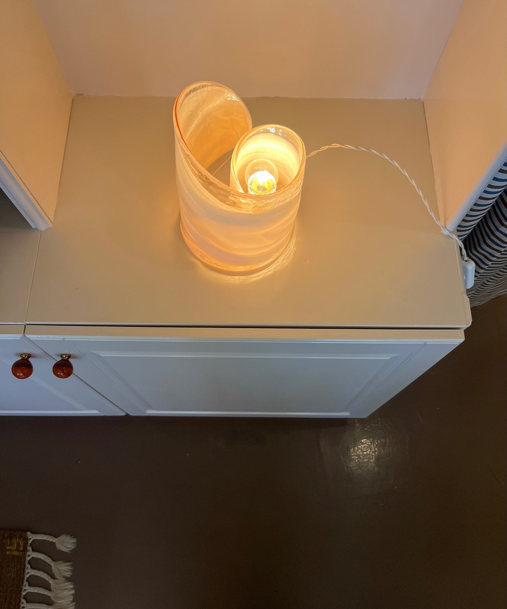 Vintage milky white/pink Murano table lamp