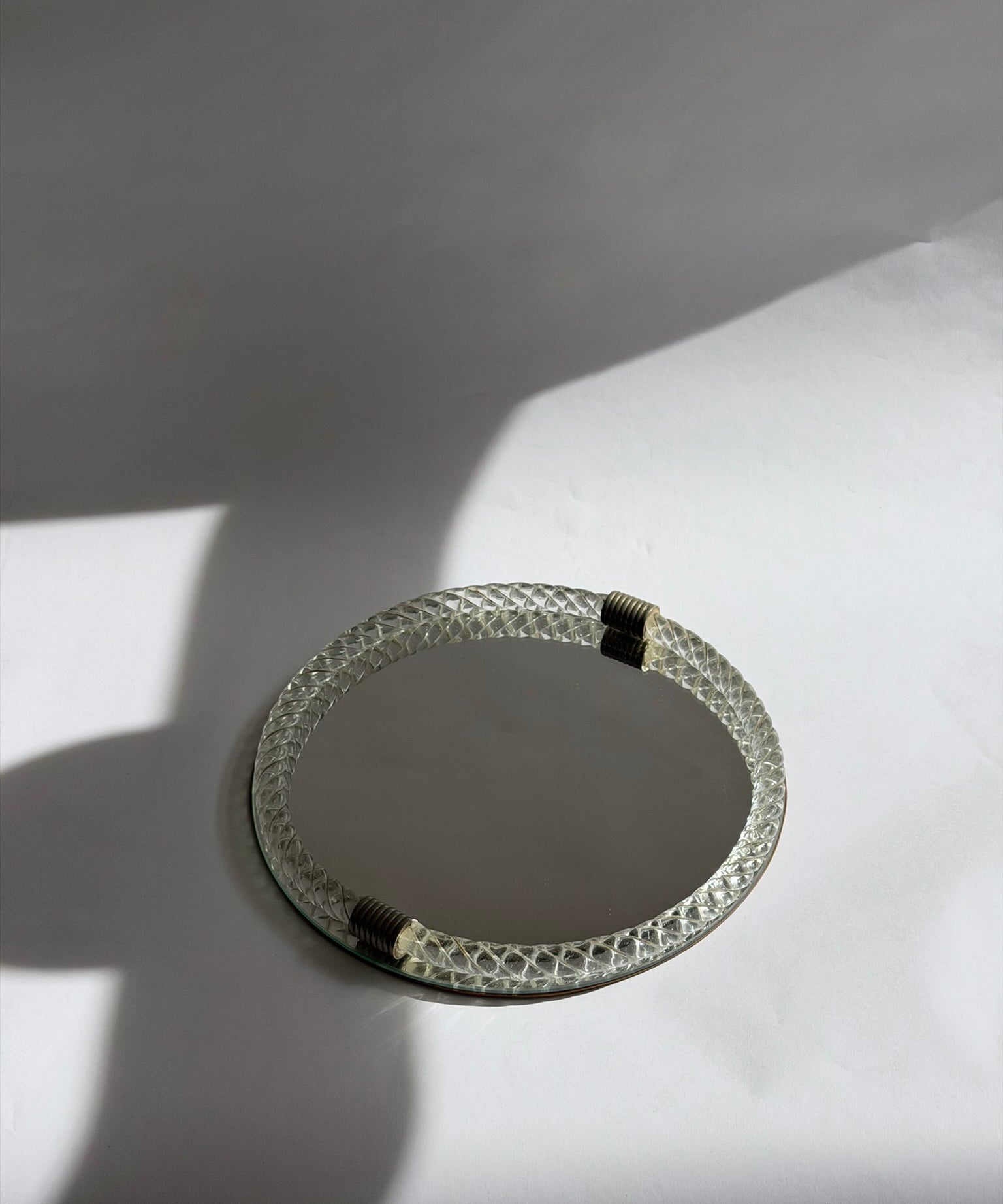 Vintage Italian mirror with twisted clear glass frame