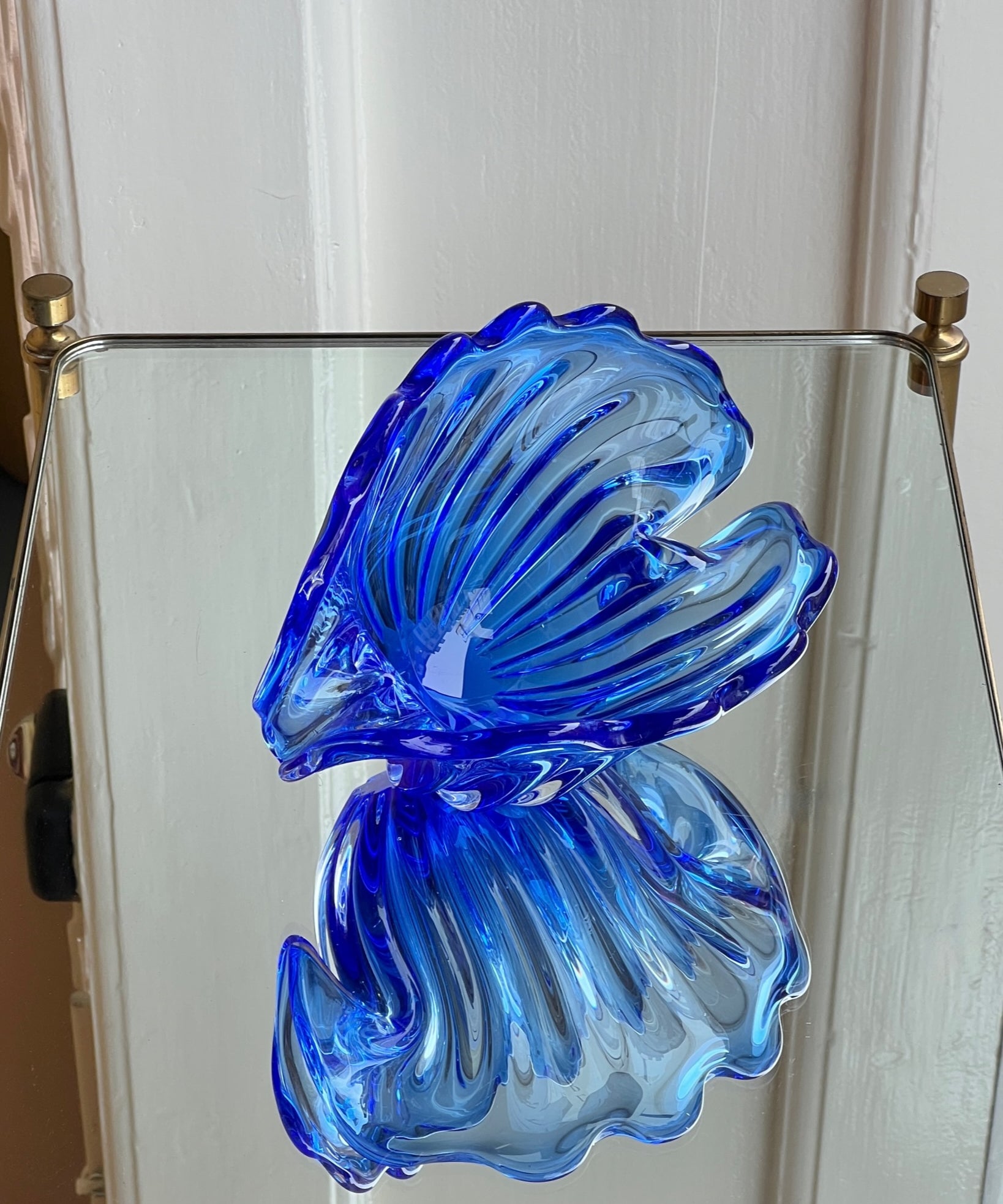 Vintage blue Murano shell bowl