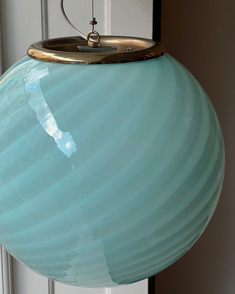 Vintage Murano light blue swirl ceiling lamp (D40)