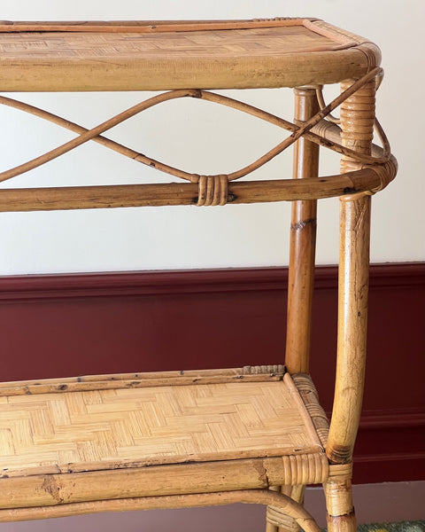 Vintage rattan console table