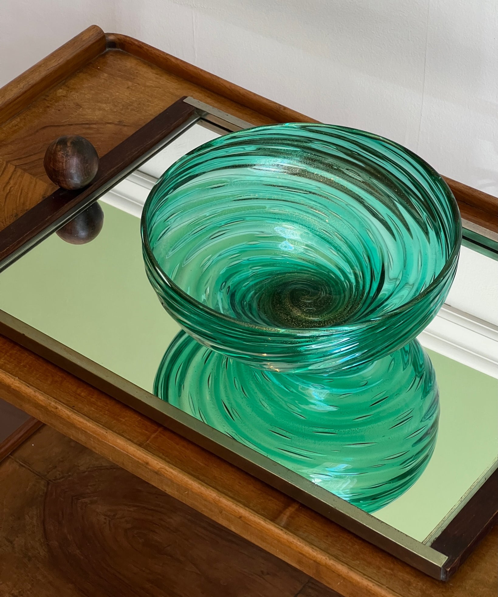 Vintage green / golden Murano bowl
