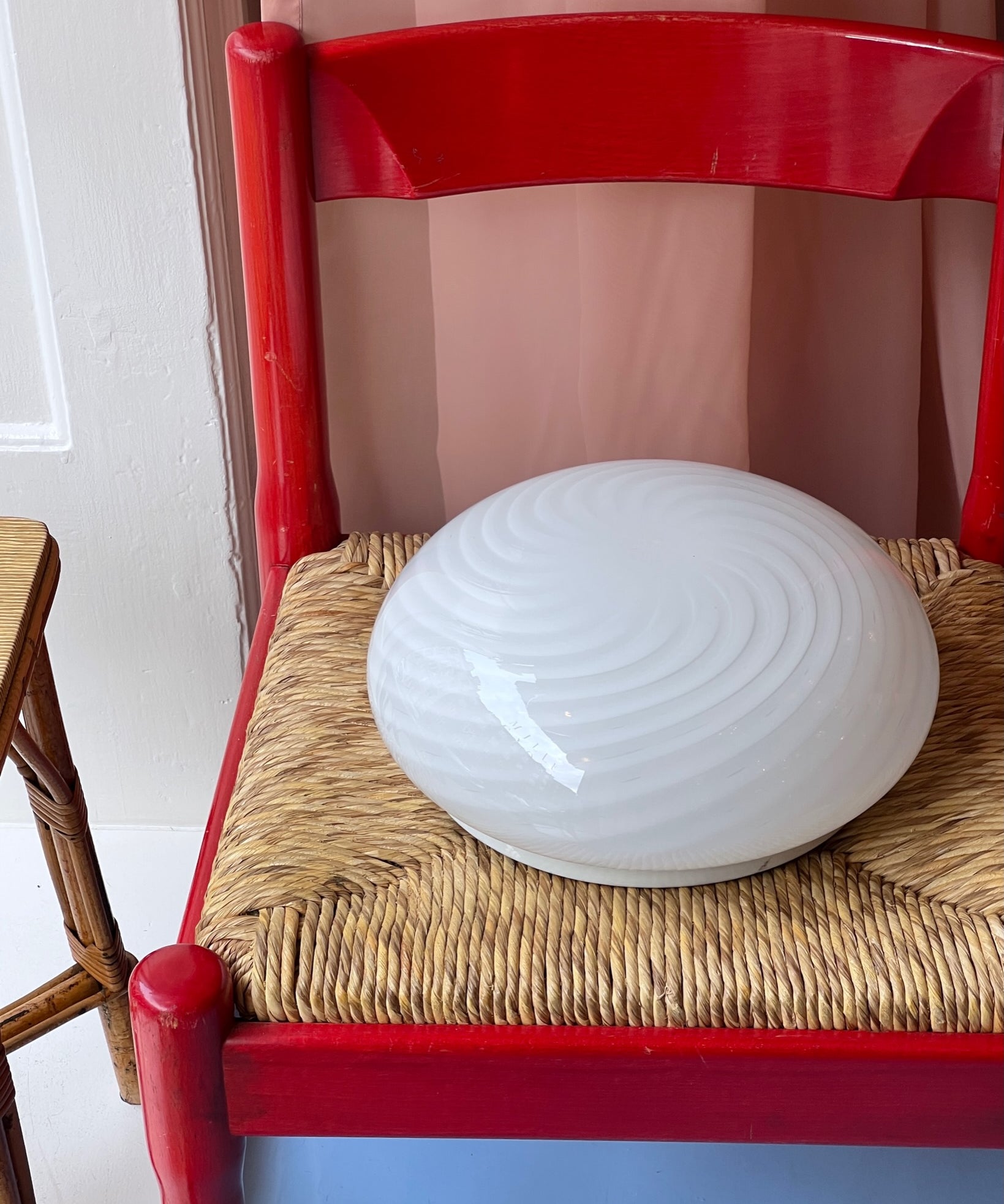 Vintage Murano white swirl ceiling/wall lamp (D30)