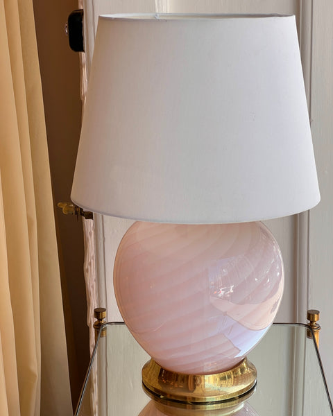 Vintage light pink swirl Murano table lamp (without shade)