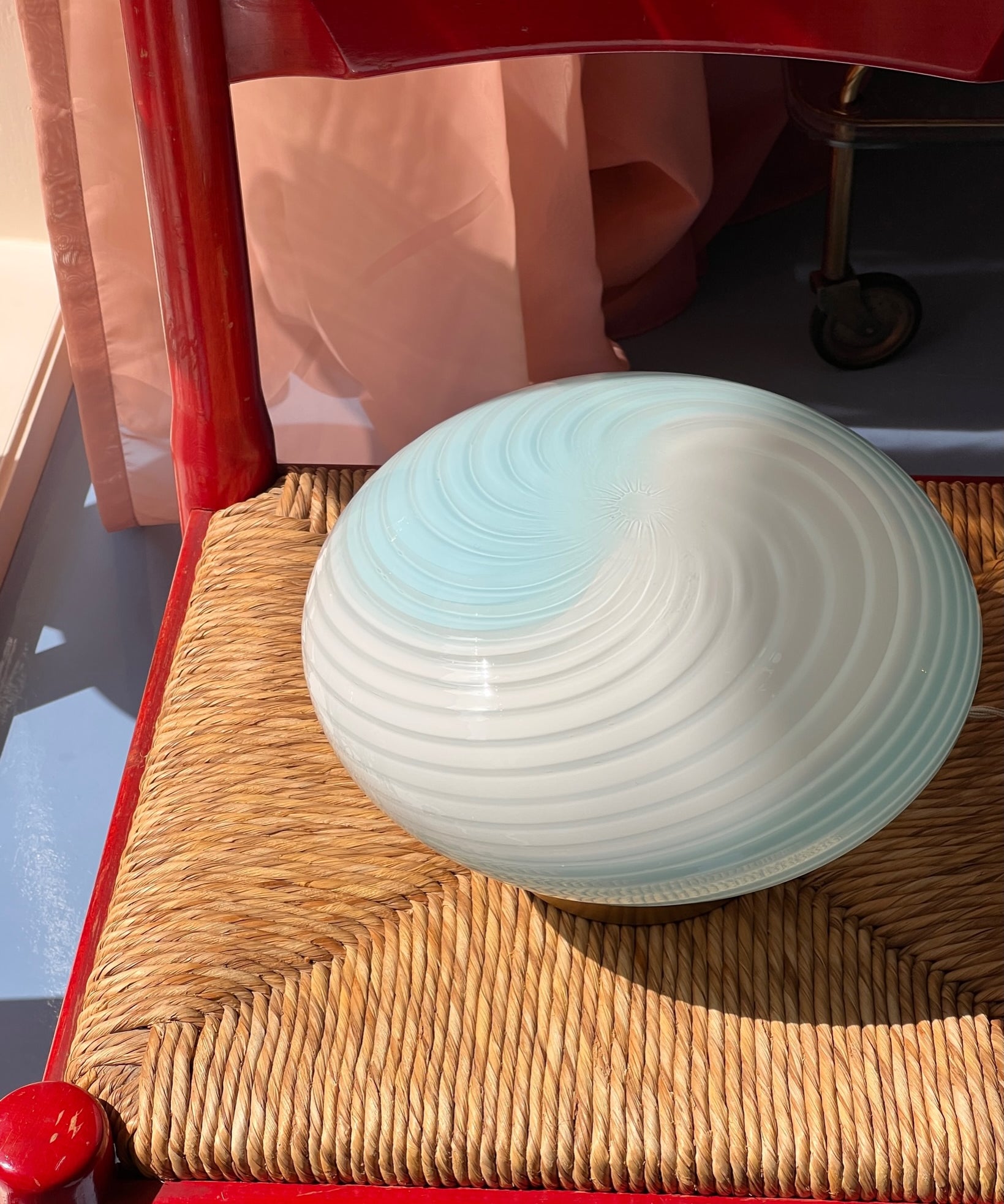 Vintage Murano blue/white swirl ceiling/wall lamp (D26)