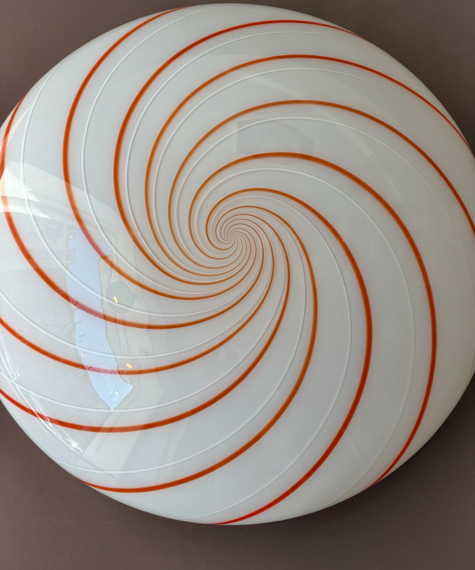 Vintage Murano white/red swirl ceiling/wall lamp (D40)