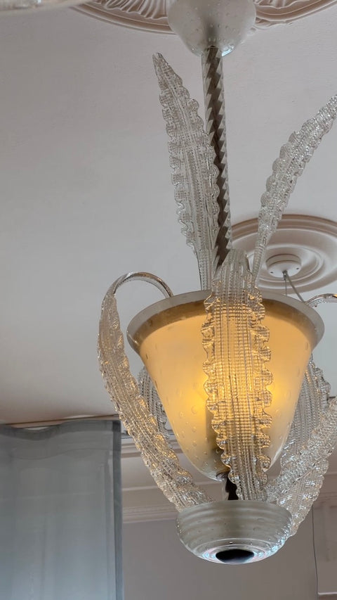 Barovier and Toso classic Murano glass leaves chandelier