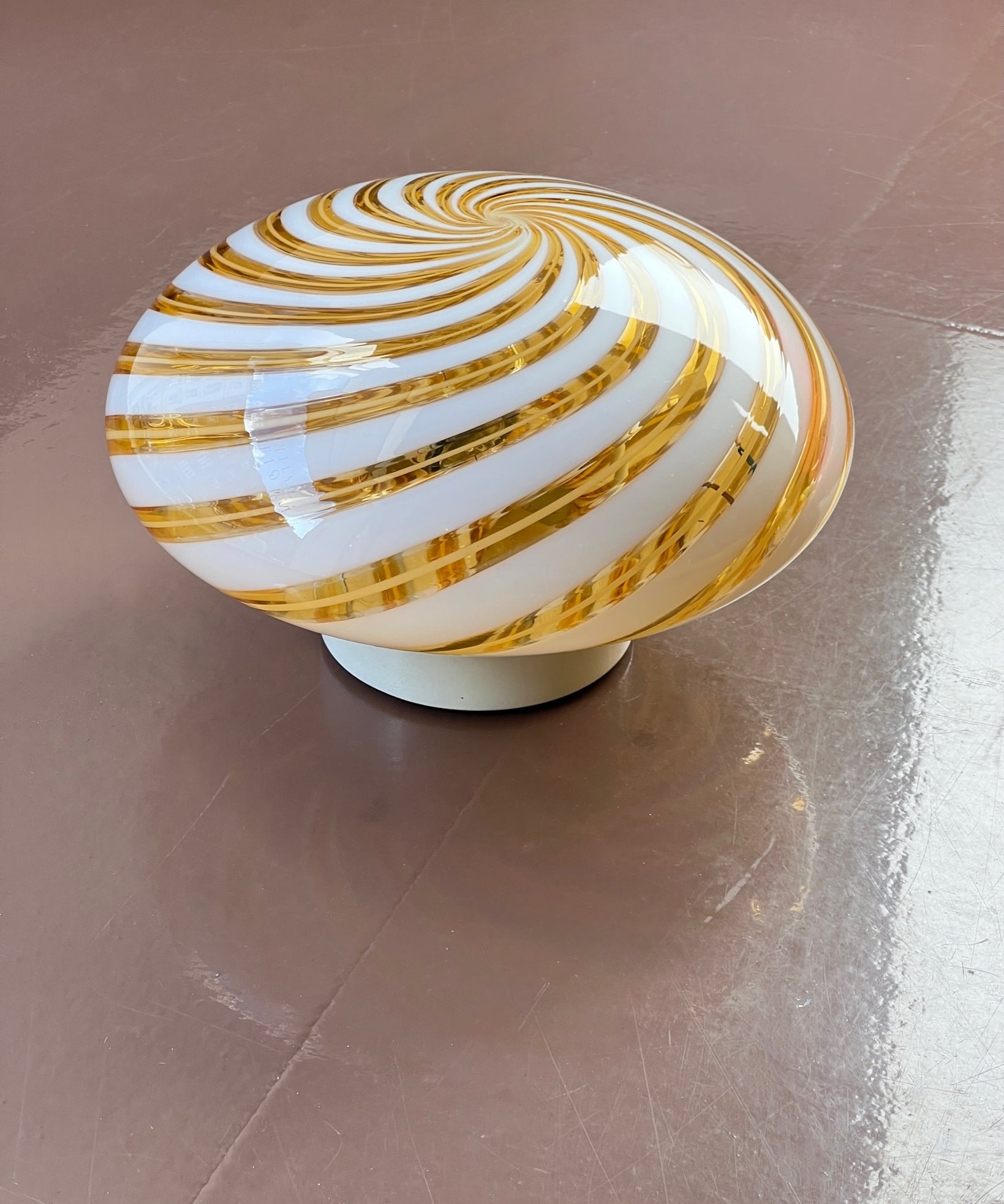 Vintage Murano clear/golden swirl ceiling/wall lamp (D25)