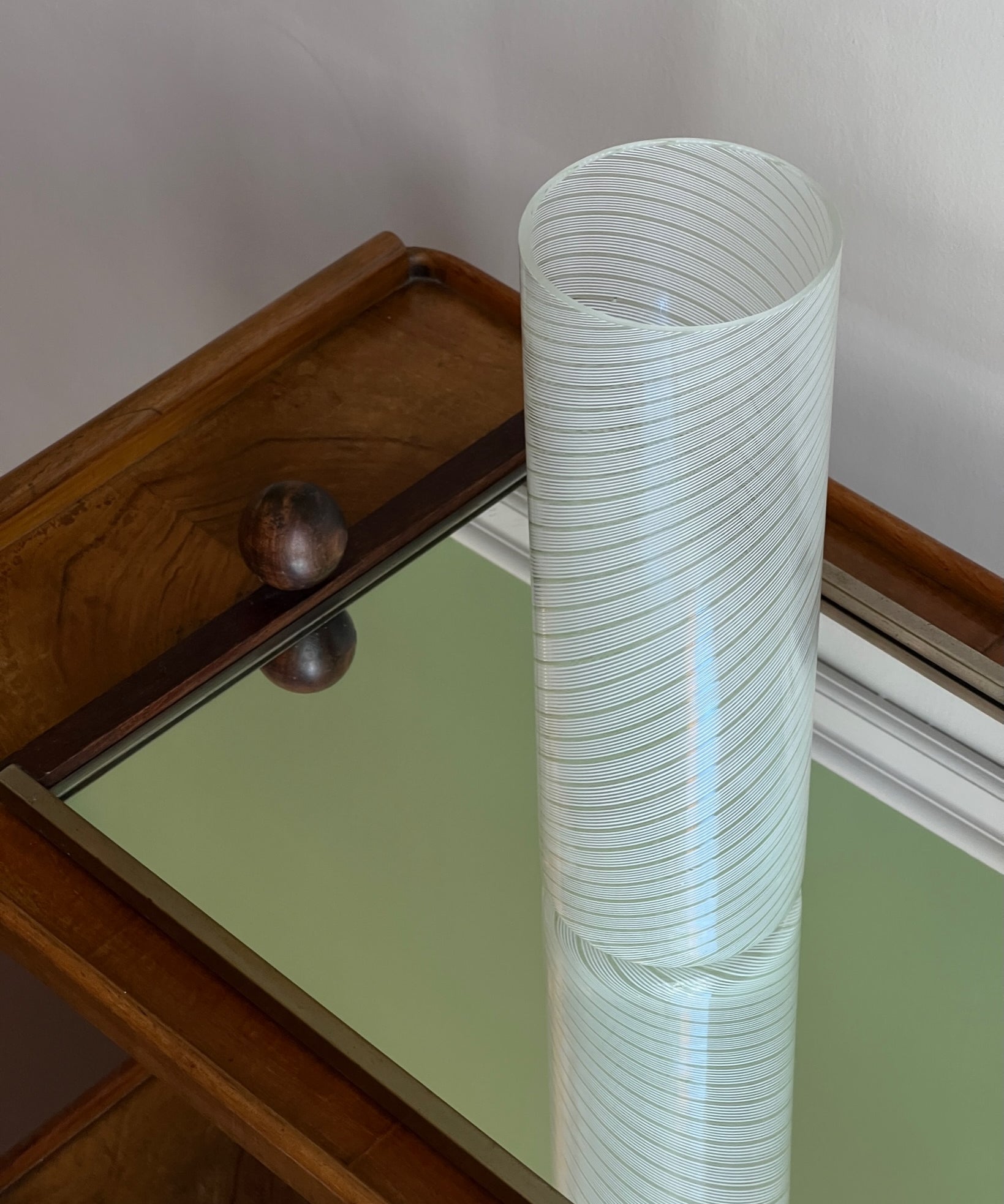 Vintage green / white swirl Murano vase